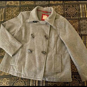 Women’s double-breasted grey wool coat